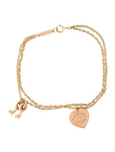 Pre-owned Tiffany & Co 18k Love Heart Tag Key Multistrand Charm Bracelet, 6.5"
