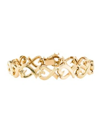 Pre-owned Tiffany & Co 18k Loving Heart Link Bracelet, 6.5" In Multi