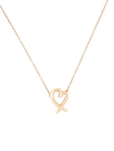 Pre-owned Tiffany & Co 18k Loving Heart Pendant Necklace, 16" In Multi