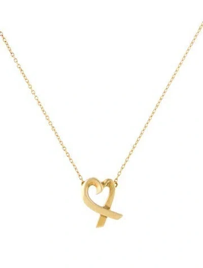 Pre-owned Tiffany & Co 18k Loving Heart Pendant Necklace, 19.25" In Multi