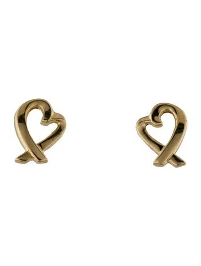 Pre-owned Tiffany & Co 18k Loving Heart Stud Earrings In Multi