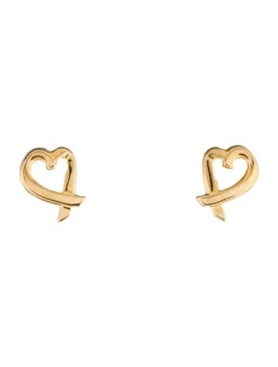 Pre-owned Tiffany & Co 18k Loving Heart Stud Earrings In Multi