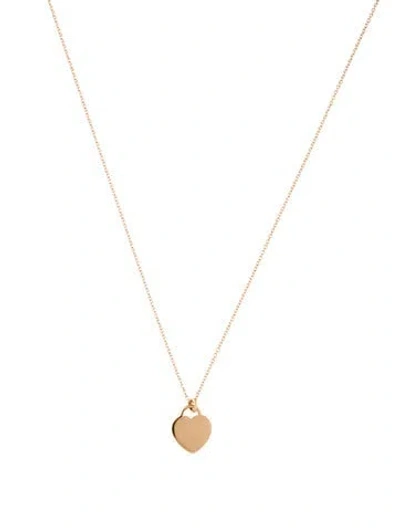 Pre-owned Tiffany & Co 18k Mini Heart Tag Pendant Necklace, 18" In Multi