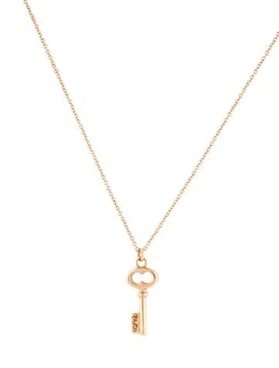 Pre-owned Tiffany & Co 18k Mini Oval Key Pendant Necklace, 15.75" In Multi