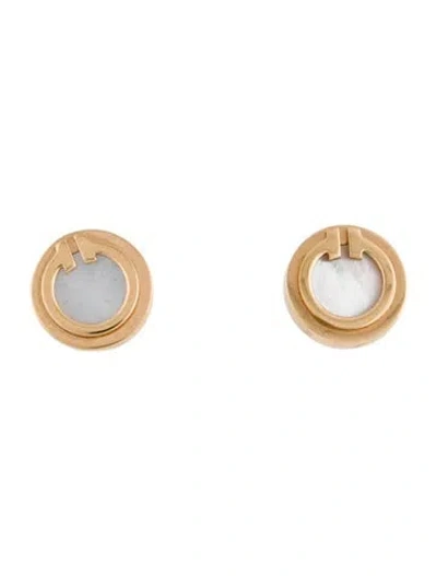 Pre-owned Tiffany & Co 18k Mother Of Pearl Circle Earrings In White