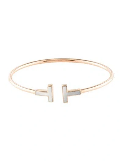 Pre-owned Tiffany & Co 18k Mother Of Pearl Wire Bracelet, 6.5" In Multi