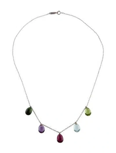 Pre-owned Tiffany & Co 18k Multistone Drops Station Necklace, 16"