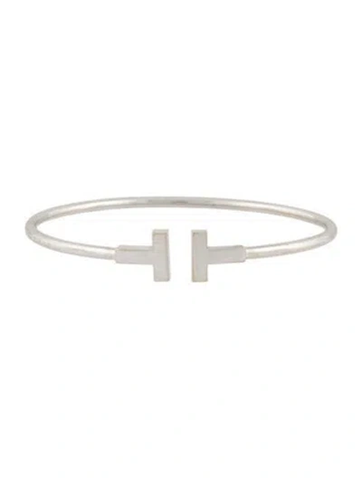 Pre-owned Tiffany & Co 18k Narrow T Wire Bracelet, 6.25" In Multi