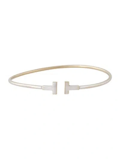 Pre-owned Tiffany & Co 18k Narrow T Wire Bracelet, 6.5" In Multi