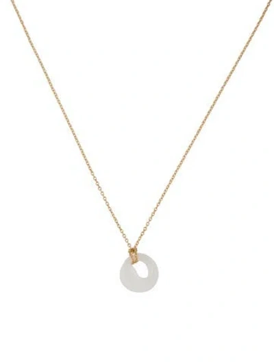 Pre-owned Tiffany & Co 18k Nephrite Eternal Circle Pendant Necklace, 16" In Multi