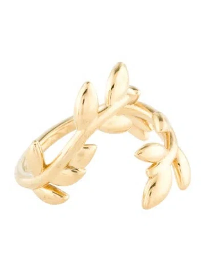 Pre-owned Tiffany & Co 18k Olive Leaf Bypass Ring In Multi