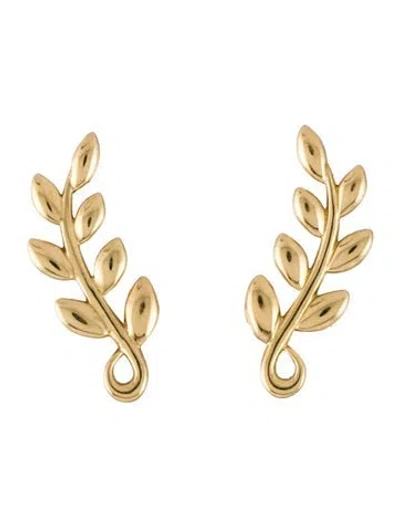 Pre-owned Tiffany & Co 18k Olive Leaf Climber Earrings In Multi