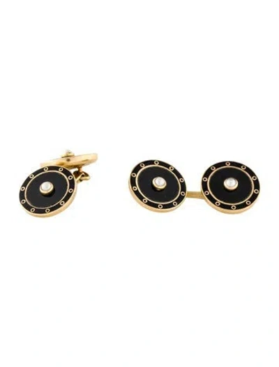 Pre-owned Tiffany & Co 18k Onyx & Pearl Cufflinks In Multi
