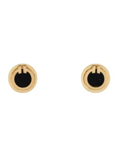 Pre-owned Tiffany & Co 18k Onyx Circle Stud Earrings In Multi