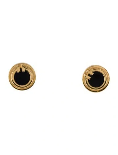 Pre-owned Tiffany & Co 18k Onyx Circle Stud Earrings In Multi