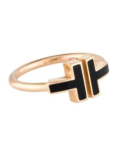 Pre-owned Tiffany & Co 18k Onyx T Wire Ring In Multi