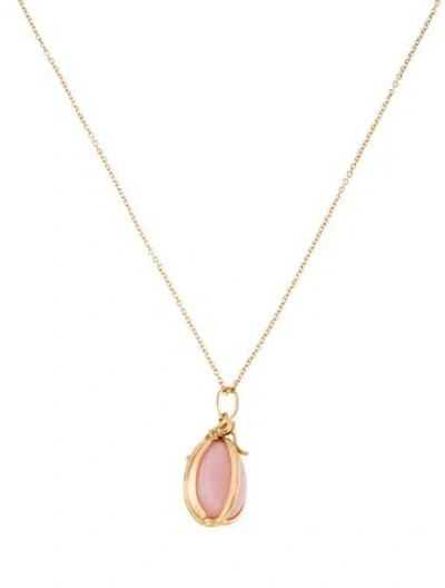 Pre-owned Tiffany & Co 18k Opal Egg Charm Pendant Necklace, 16" In Multi