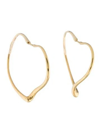 Pre-owned Tiffany & Co 18k Open Heart Hoop Earrings In Multi