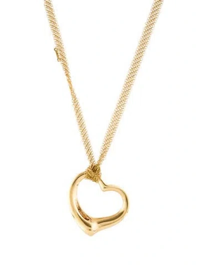 Pre-owned Tiffany & Co 18k Open Heart Large Pendant Necklace, 28.5" In Multi