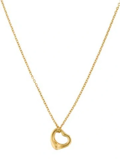 Pre-owned Tiffany & Co 18k Open Heart Pendant Necklace, 11mm, 18" In Multi