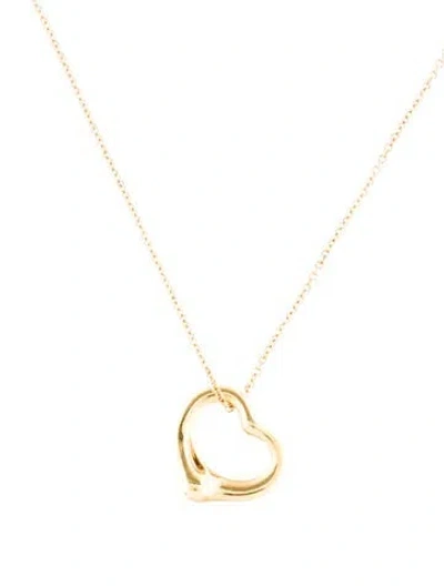 Pre-owned Tiffany & Co 18k Open Heart Pendant Necklace, 16" In Multi