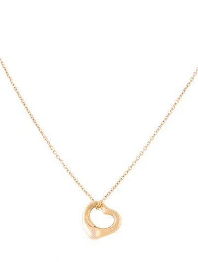 Pre-owned Tiffany & Co 18k Open Heart Pendant Necklace, 16" In Multi