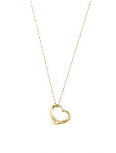 Pre-owned Tiffany & Co 18k Open Heart Pendant Necklace, 16" In Multi