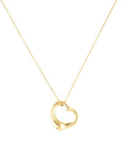 Pre-owned Tiffany & Co 18k Open Heart Pendant Necklace, 16" In Multi