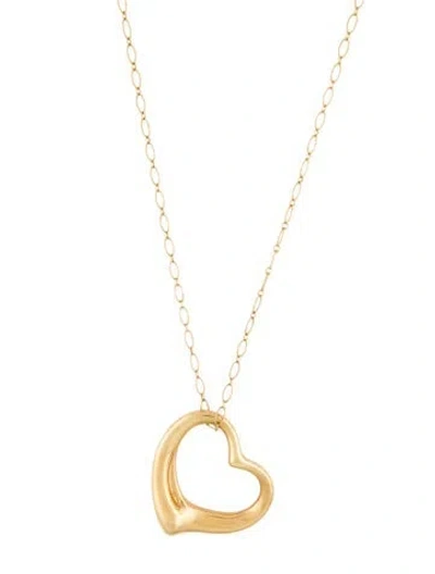 Pre-owned Tiffany & Co 18k Open Heart Pendant Necklace, 30.5" In Multi
