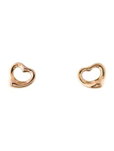 Pre-owned Tiffany & Co 18k Open Heart Stud Earrings In Multi