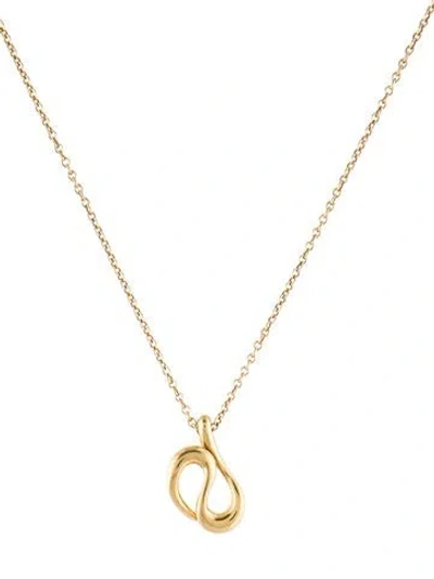 Pre-owned Tiffany & Co 18k Open Wave Pendant Necklace, 16" In Multi