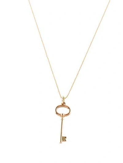 Pre-owned Tiffany & Co 18k Oval Key Pendant Ball Necklace, 24" In Multi