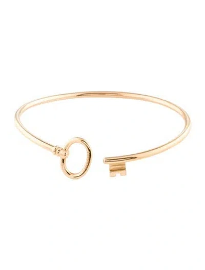 Pre-owned Tiffany & Co 18k Oval Key Wire Bracelet, 6.25" In Multi