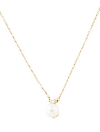 Pre-owned Tiffany & Co 18k Pearl & Diamond Pendant Necklace, 16" In Multi