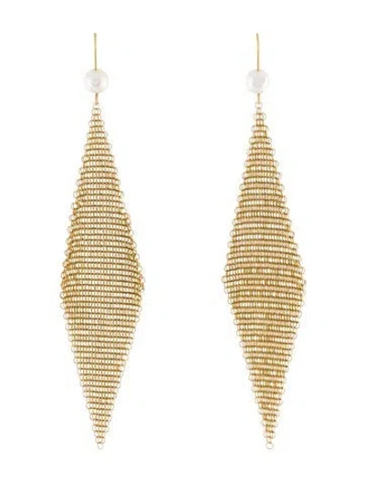 Pre-owned Tiffany & Co 18k Pearl Mesh Drop Earrings In Multi