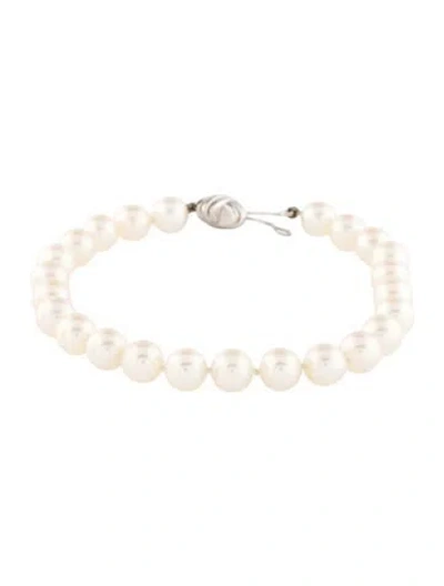 Pre-owned Tiffany & Co 18k Pearl Signature X Bracelet, 7" In Multi