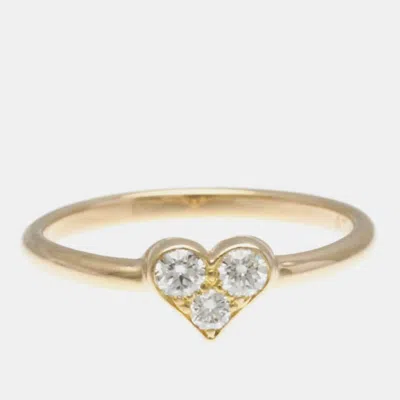 Pre-owned Tiffany & Co 18k Pink Gold Sentimental Heart Diamond Band Ring Eu 54.5