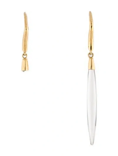 Pre-owned Tiffany & Co 18k Quartz Feather Drop Earrings In Multi