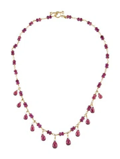 Pre-owned Tiffany & Co 18k Rhodolite Station Collar Necklace, 16" In Multi