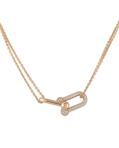 Pre-owned Tiffany & Co . 18k Rose Gold 0.79 Ct. Tw. Diamond Necklace (authentic Pre-loved)