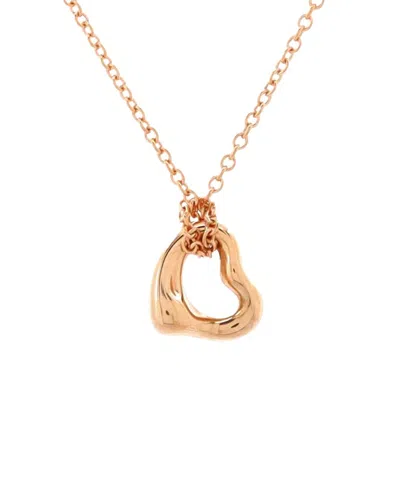 Tiffany & Co 18k Rose Gold Elsa Peretti Open Heart Pendant Necklace 18k Rose  Gold 7mm (authentic Pr