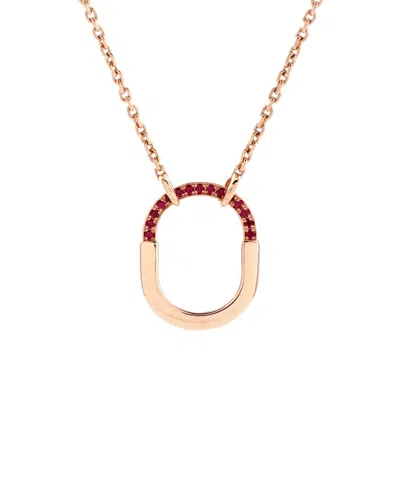 Pre-owned Tiffany & Co 18k Rose Gold Lock Motif Pendant Necklace 18k Rose Gold With Pink  Sapphires Small (aut
