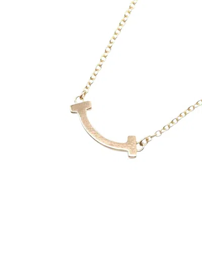 Pre-owned Tiffany & Co 18k Rose Gold  T Smile Mini Necklace Gold (authentic  Pre-loved)
