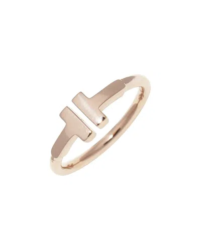 Pre-owned Tiffany & Co 18k Rose Gold  T Wire Ring (authentic Pre-loved)