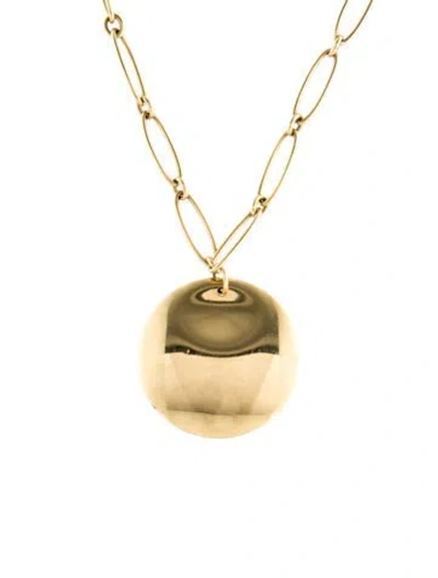 Pre-owned Tiffany & Co 18k Round Disc Pendant Necklace, 17.5" In Multi
