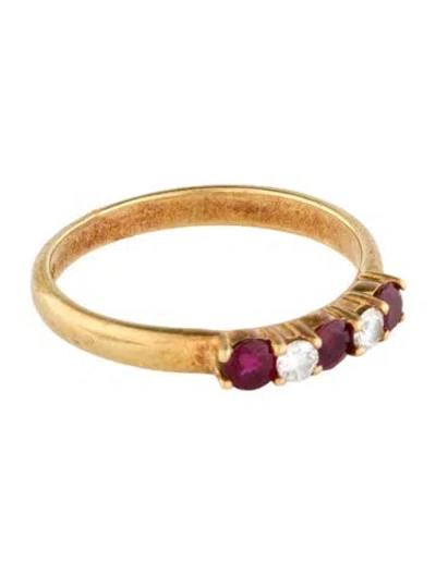 Pre-owned Tiffany & Co 18k Ruby & Diamond Band In Multi