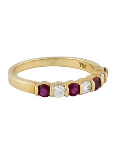 Pre-owned Tiffany & Co 18k Ruby & Diamond Band In Multi