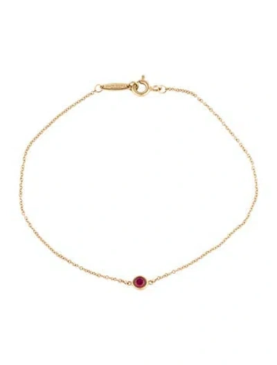 Pre-owned Tiffany & Co 18k Ruby Color By The Yard Bracelet, 7.25" In Multi