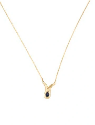 Pre-owned Tiffany & Co 18k Sapphire Pendant Necklace, 16.5" In Multi