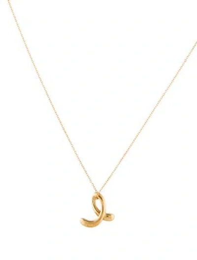 Pre-owned Tiffany & Co 18k Small Alphabet 'e' Pendant Necklace, 16" In Multi
